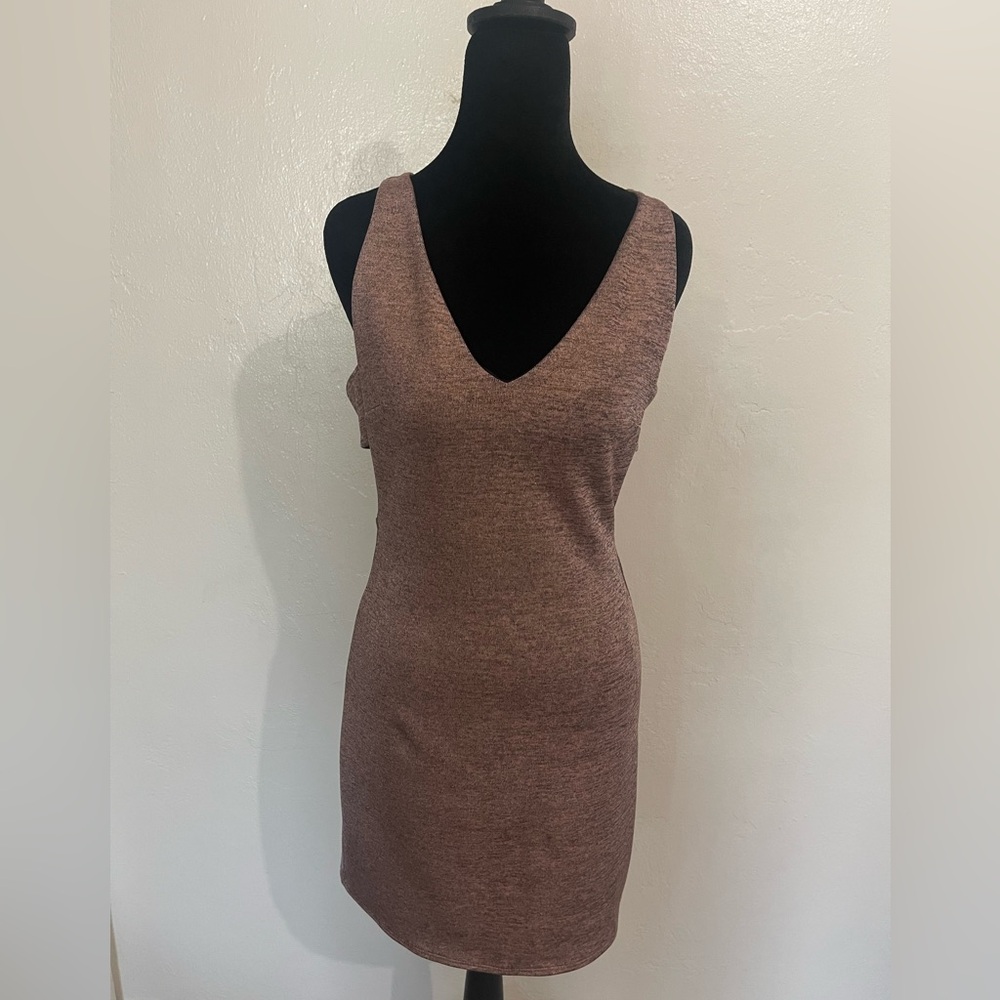 Topshop Heather Mauve V-Neck Mini Dress - Size US 6